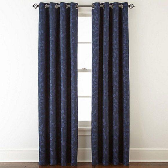 Liz Claiborne Accents 2 Liz Claiborne Quinn Leaf Indigo Curtain